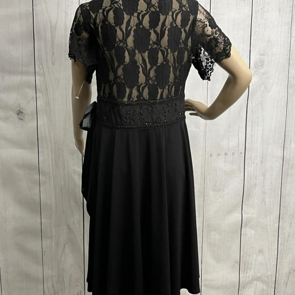 Vintage Spencer Alexis Black Floral Lace Cocktail Dress Gothic Goth Romantic